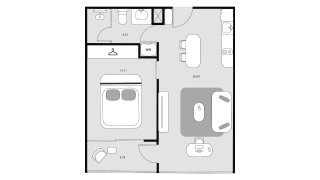 Condominium floor plan, 1 bedroom in Essence No. 11012