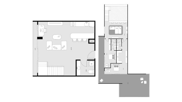 Duplex floor plan, 2 bedrooms in Essence No. 11017 (2D)