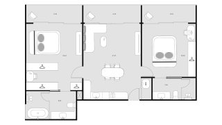Condominium floor plan, 2 bedrooms in Essence No. 11015